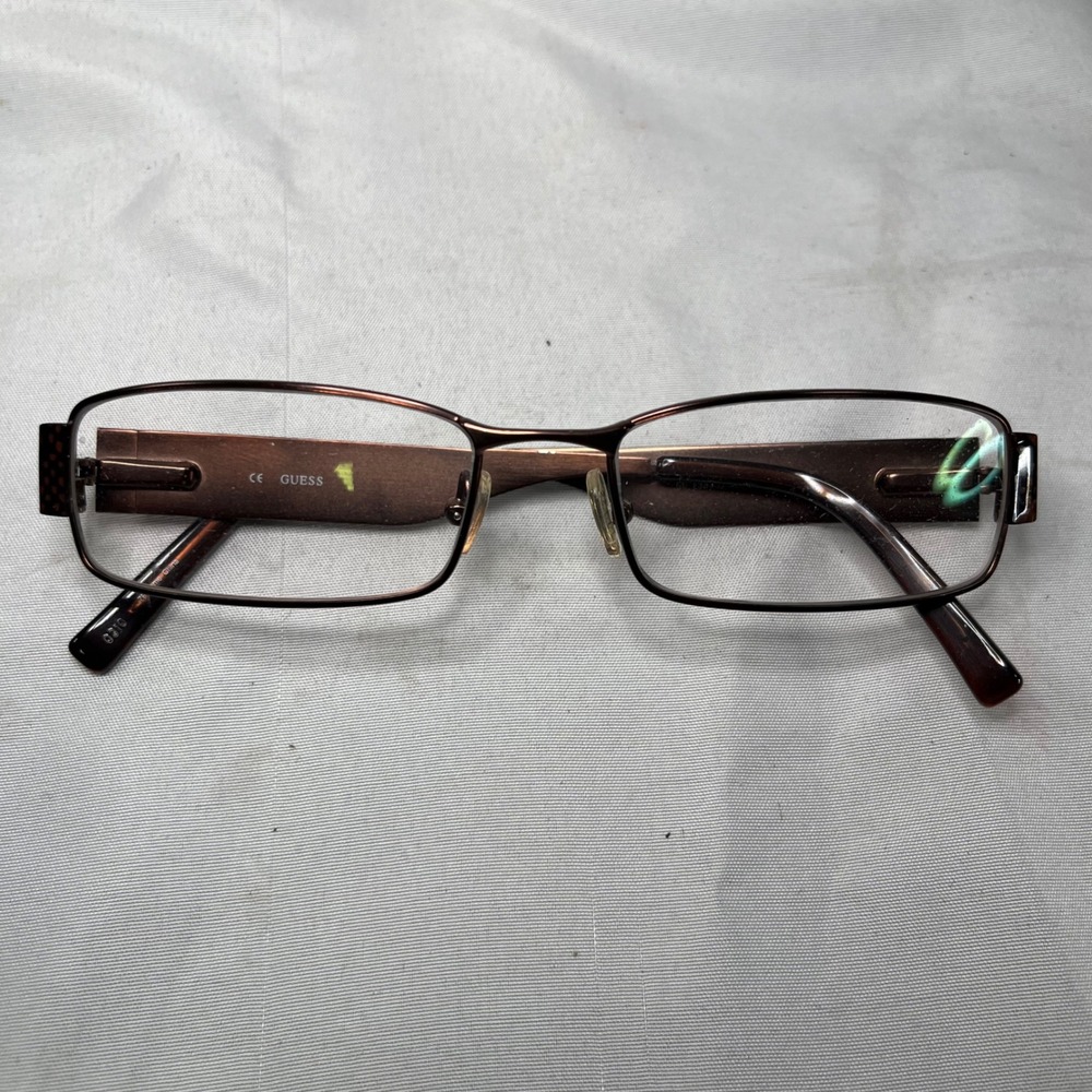 GUESS GU1585ST BRN Rectangular Bronze Snakeskin Rhinestone Eyeglasses 51-16-135